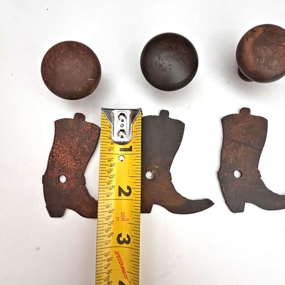Reversible Cowboy Boot Metal Drawer Knob Natural Rust Patina Cabin Core Rustic - Picture 4 of 6
